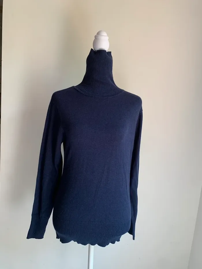 Pull col roulé côtelé bleu marine – Bel&Bo – Taille L