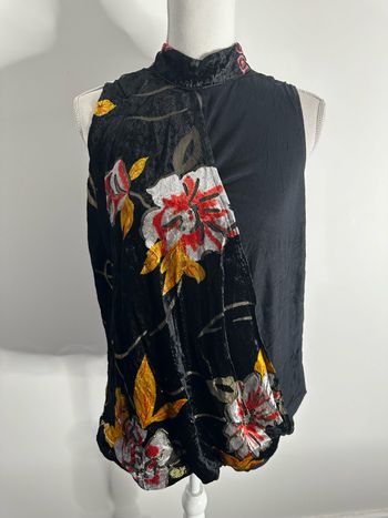 Blouse drapée en velours et fleurs Desigual T38 M