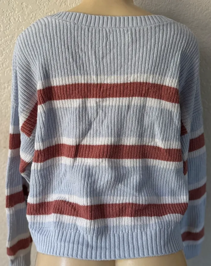 Hollister blue stripe knit sweater y2k pullover - photo numéro 2