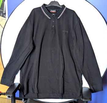 Polo Pierre Cardin Noir Couleur Unie Manches Longues Grande Taille Vêtement Tendance Mode Hommes