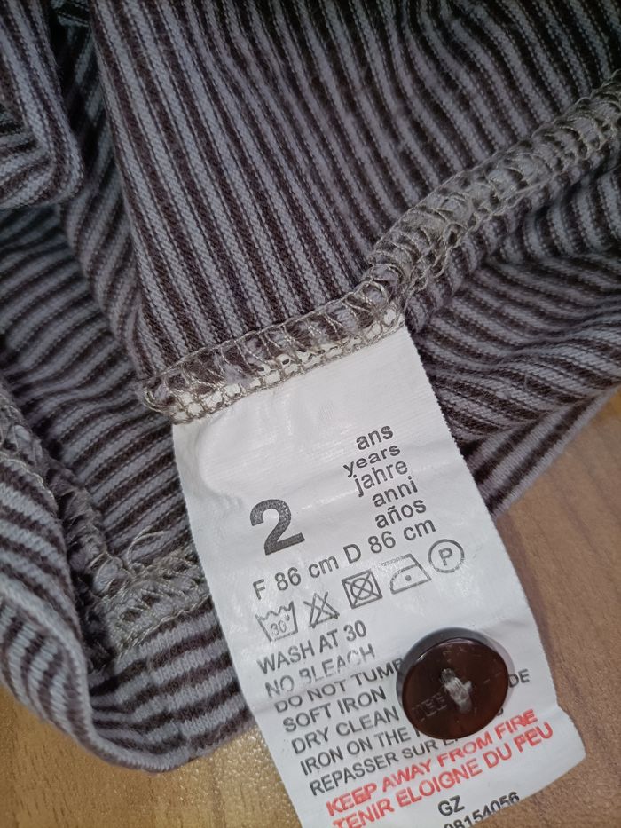 Tee-shirt manches longues col roulé rayé marron noir 2 ans - photo numéro 7
