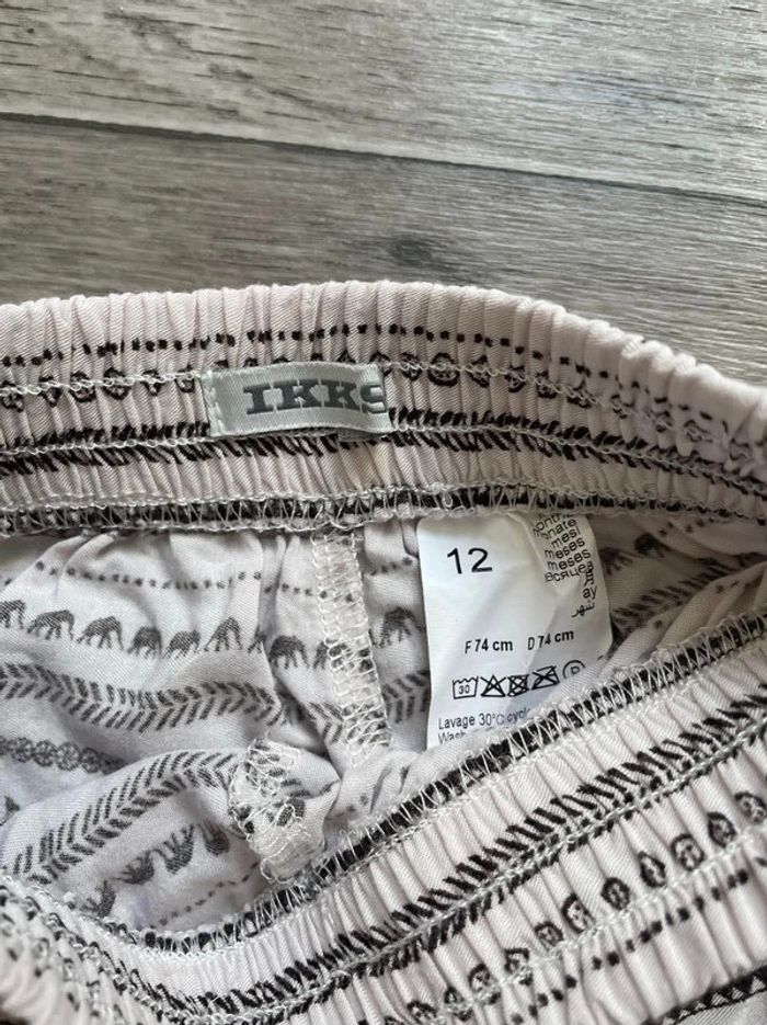 short fluide ikks 12 mois écru beige motif ethnique / animalier - photo numéro 3
