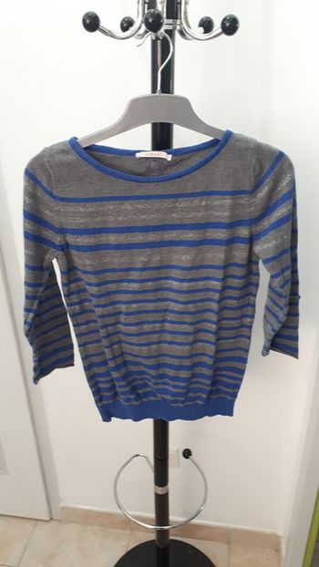 Pull rayé gris bleu argenté taille M