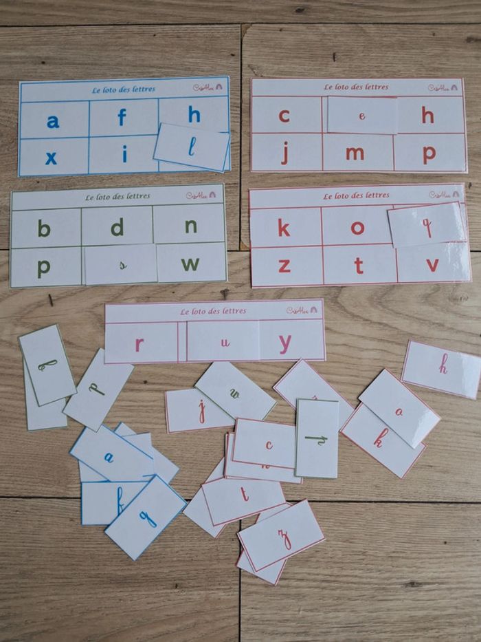 Le loto des lettres minuscules : script et cursive