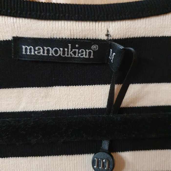 Magnifique haut femme marinier beige et bleu marine taille M Manoukian - photo numéro 2