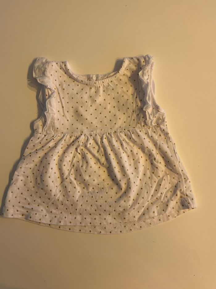 Robe blanche point Paillette manche courte