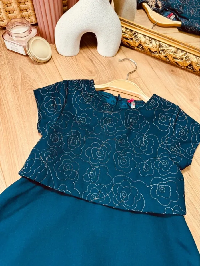 Taille 6 ans robe fille Orchestra bleue marine et doré * broderie * 🌹 - photo numéro 3