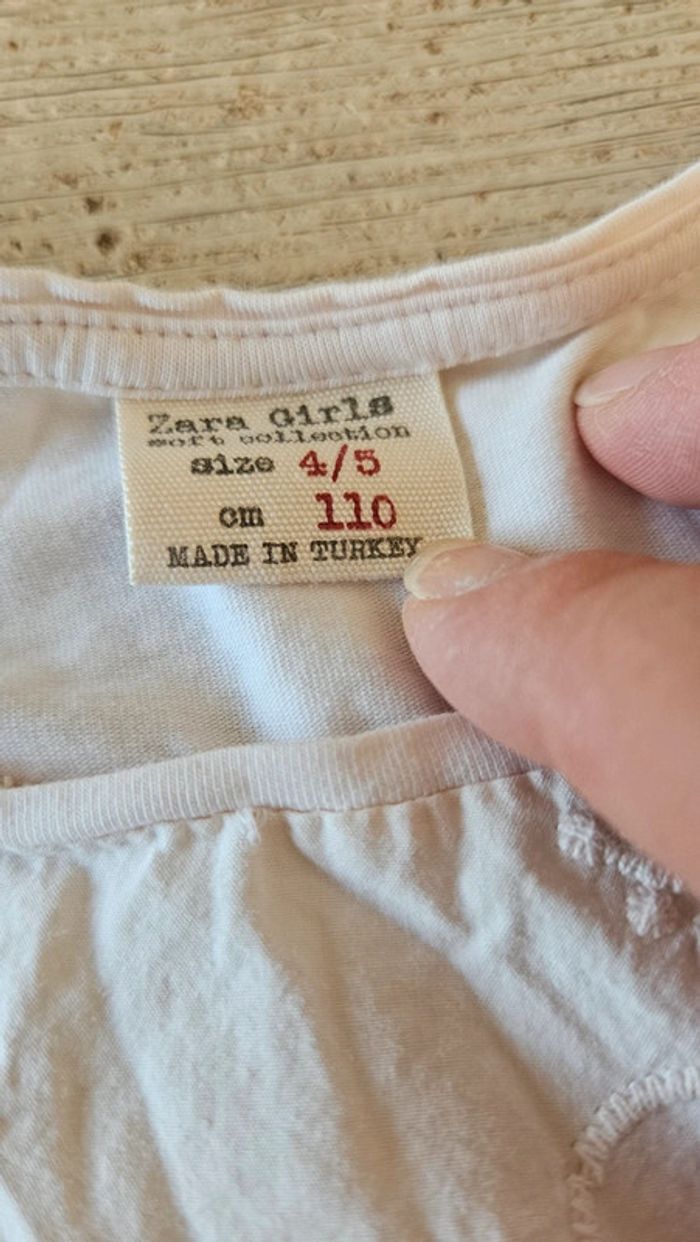 Blouse crème à manches courtes avec broderie, Zara Girls, 4/5 ans - photo numéro 5