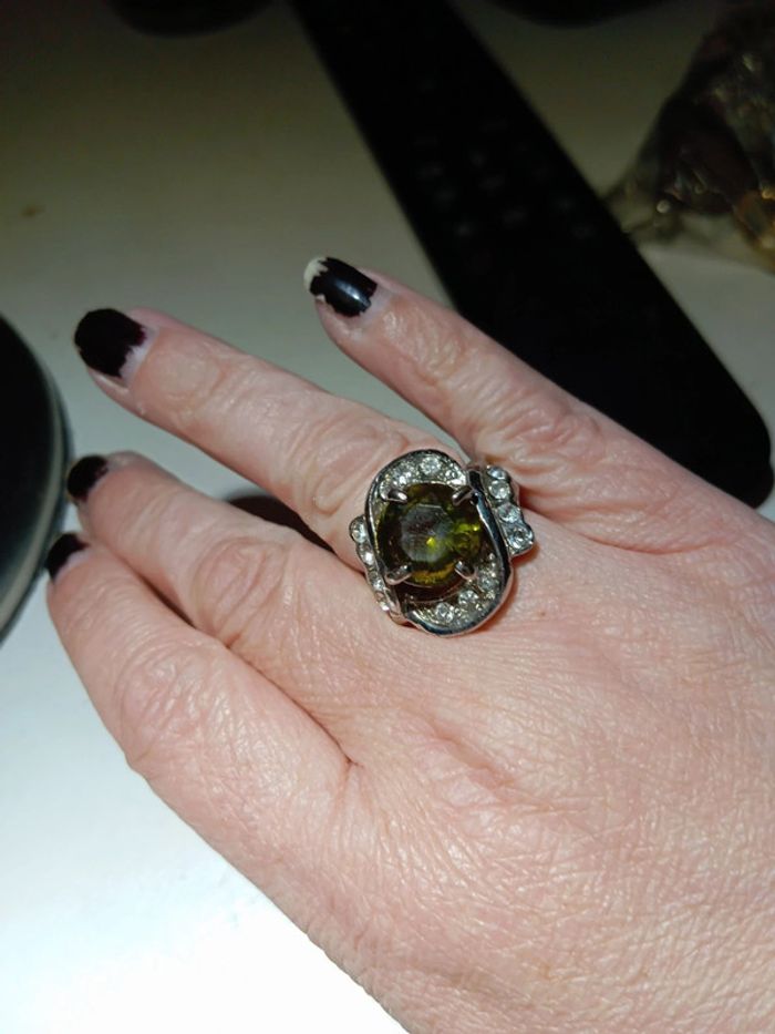 Bague fantaisie pierre kaki - photo numéro 11