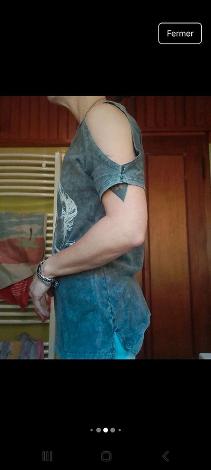 T-shirt femme gris New Look Wika epaulz dénudées - photo numéro 5