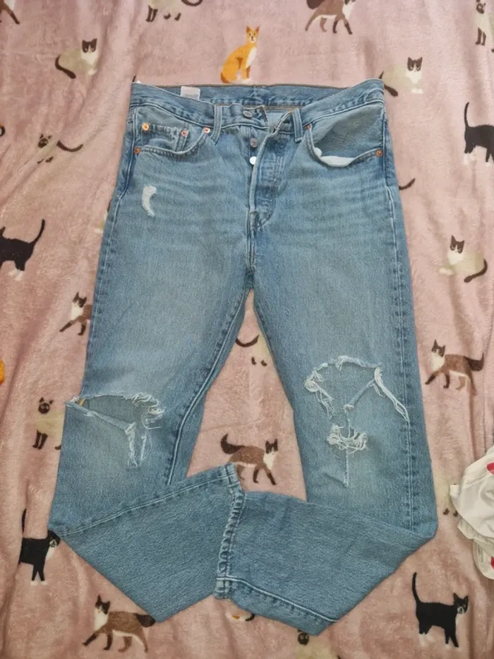👖Pantalon jeans  troué • bleu - photo numéro 6