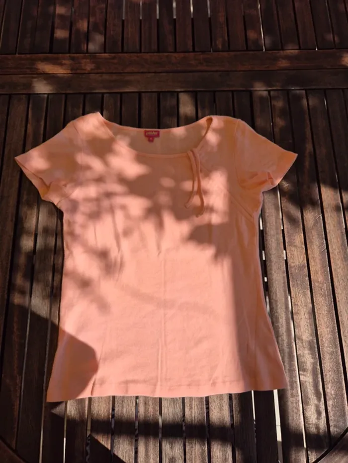 T-Shirt Phildar en coton abricot T.36 - photo numéro 3
