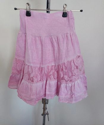 Jupe rose détails dentelle taille élastique 6 ans