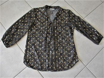 Blouse manches ¾ femme noire/dorée Cache Cache - Taille M