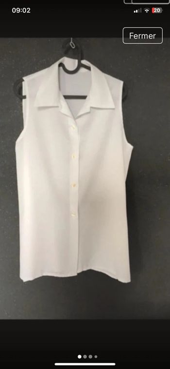 Tunique chemisier 80s col en pointe fendue 38/40