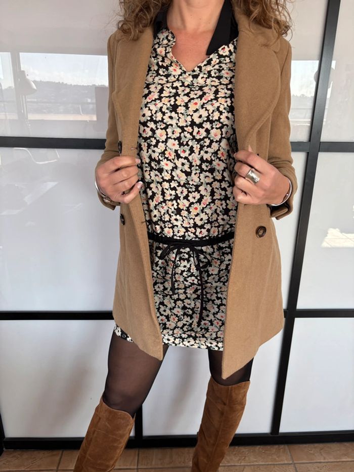 Manteau beige Sandro 38 avec cachemire - photo numéro 2