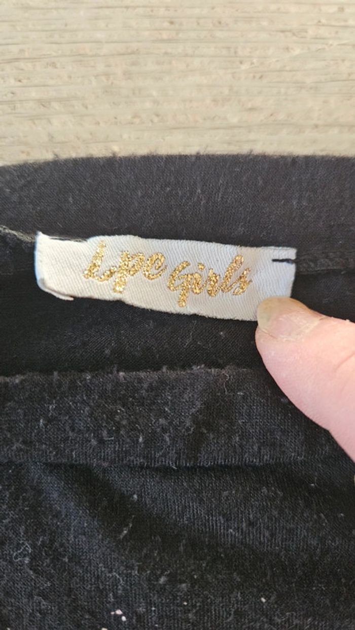 Blouse à manches 3/4 noir avec inscriptions argentée, LPC Girls, 6/8 ans - photo numéro 4