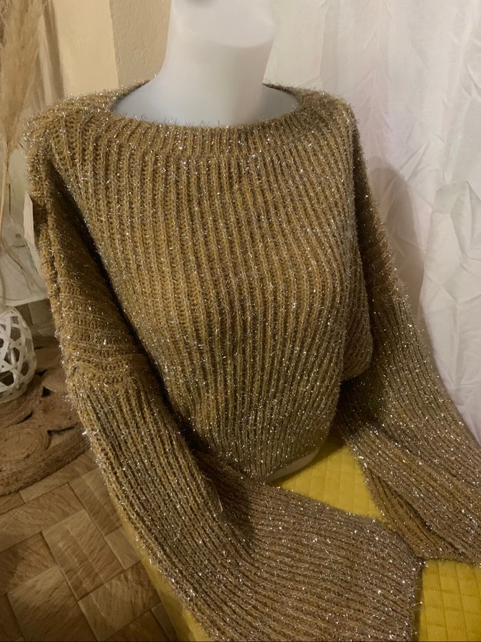Pull jaune moutarde brillant New collection taille unique 36-42 - photo numéro 3