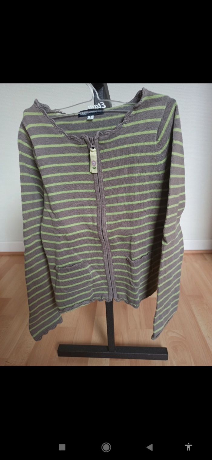 Gilet a rayures marron vert