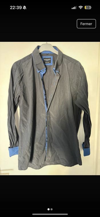 👔 Chemise grise à fines rayures – Taille 45 (XXL/3XL)