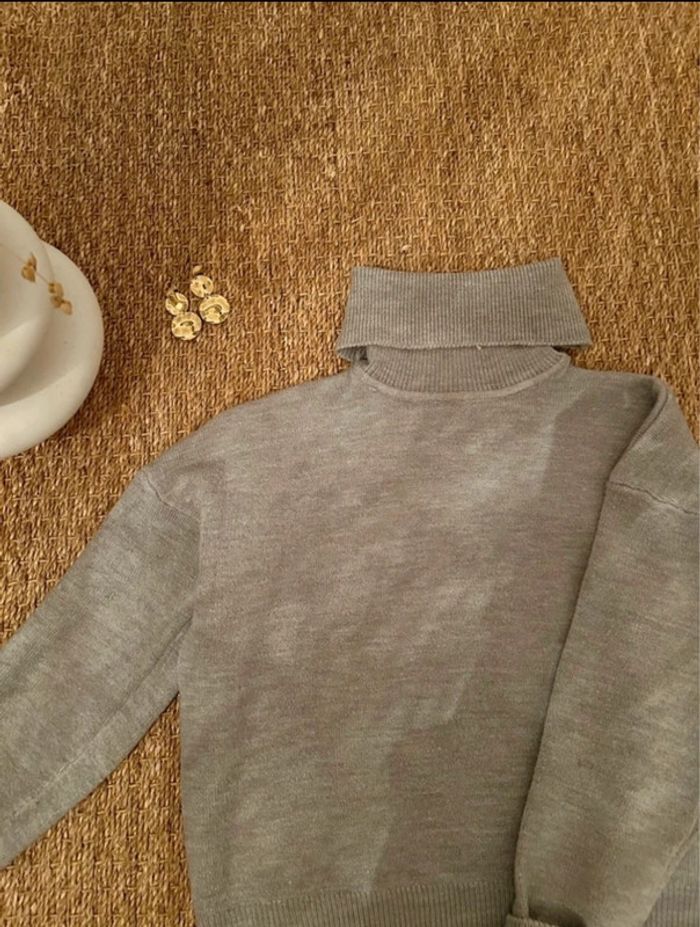 Pull col roulé gris - photo numéro 2