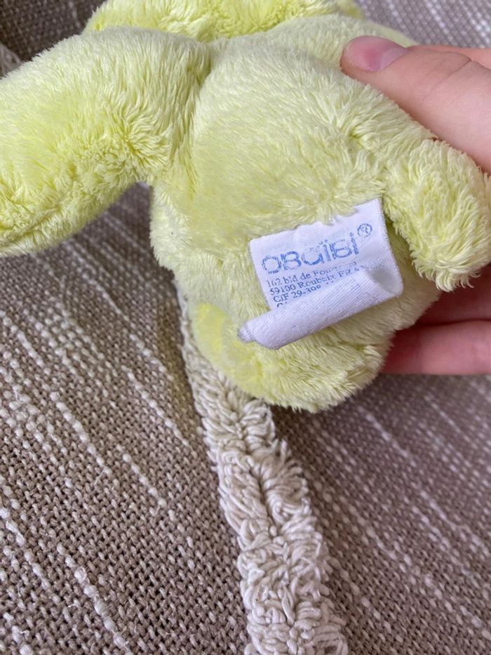 Peluche doudou 23cm obaibi ours vert très bon état - photo numéro 4