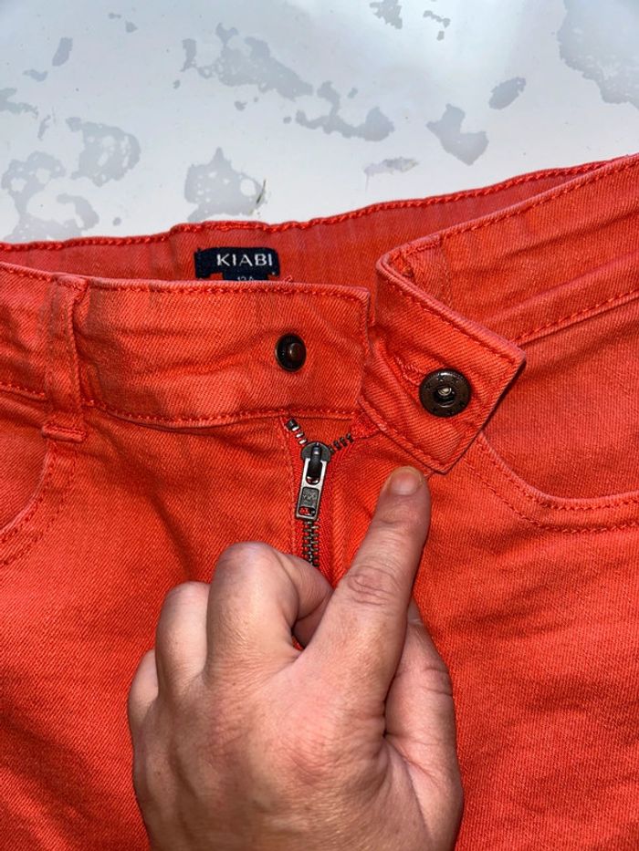 Short en jean rouge garçon 12 ans Kiabi - photo numéro 4