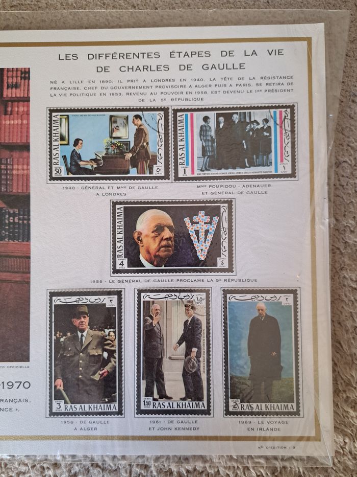 Planche de timbres de collection sur le Général de Gaulle - photo numéro 3