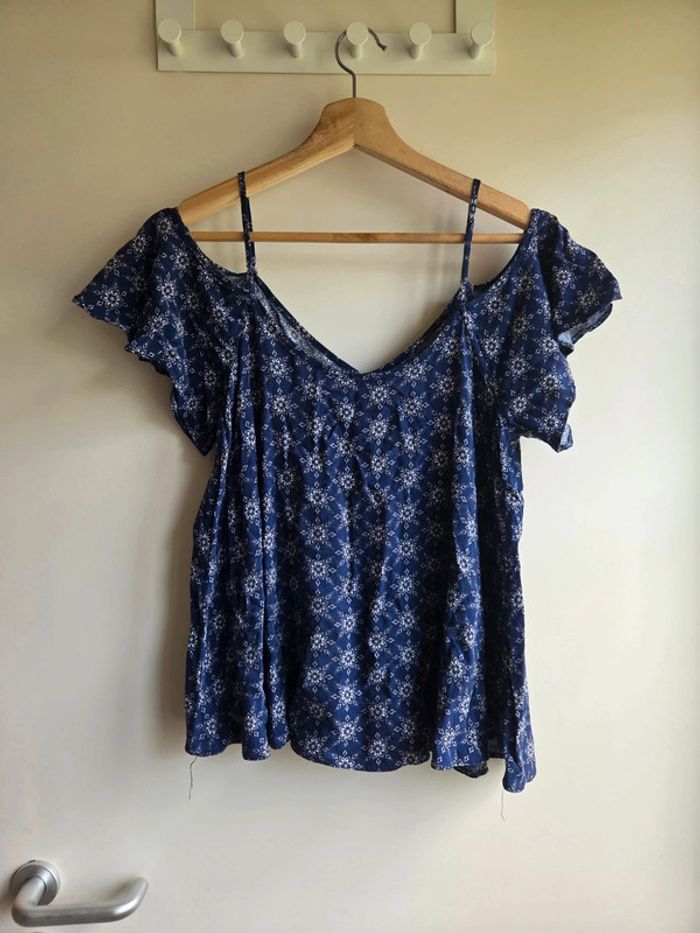 Blouse bleue atmosphere - t40 à épaules dénudées - photo numéro 6