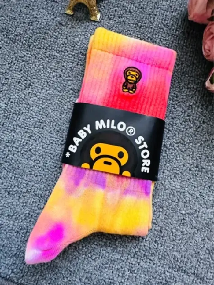 🐵 Chaussettes Baby Milo by A Bathing Ape – Dégradé rose, jaune et orange - photo numéro 3
