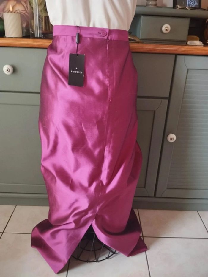 🌹 Ensemble Veste & Jupe Magenta Pure Soie Sintesis T50/52🌹 - photo numéro 8