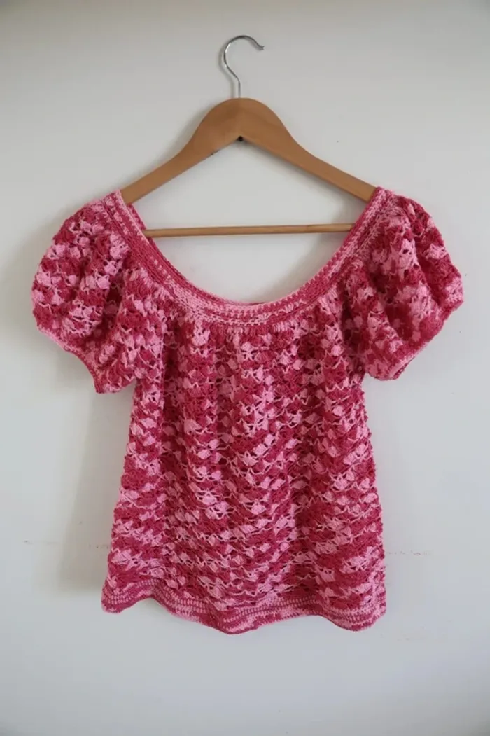 C38 Top Crochet rose Taille 38
