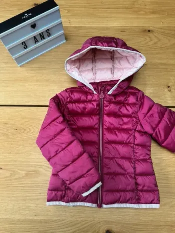 Doudoune mi-saison rose fushia et rose pâle - Taille 3 Ans