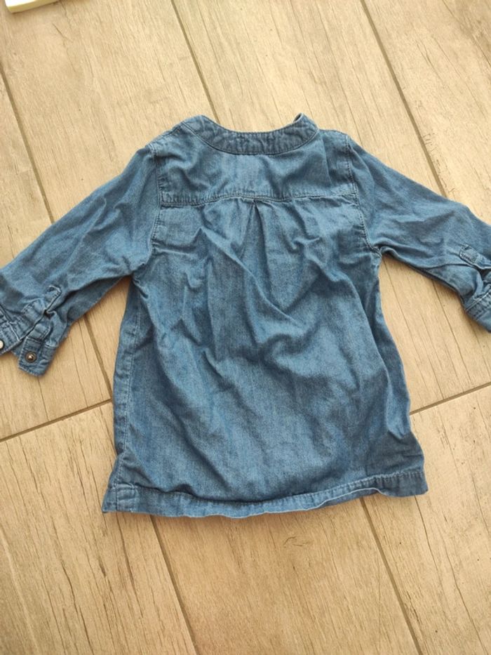 Chemise effet jeans bébé fille 6 mois - photo numéro 4