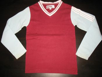 TEE SHIRT ML BORDEAUX ET BLEU CLAIR FILLE "GÉMO" 8 ANS - n°01