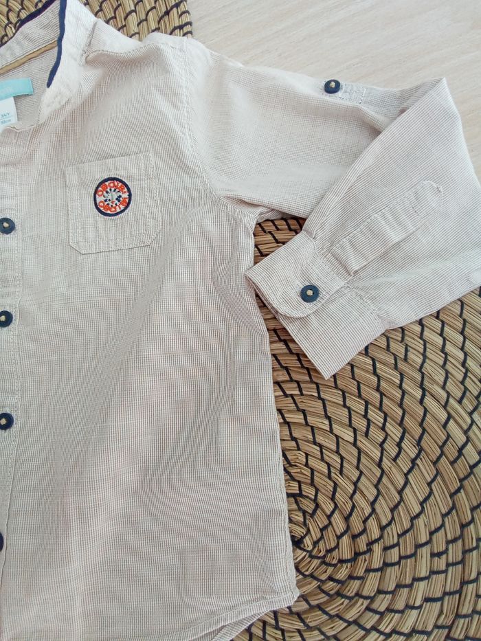 Chemise tons beige manches longues réglables Obaibi taille 3 ans - photo numéro 4