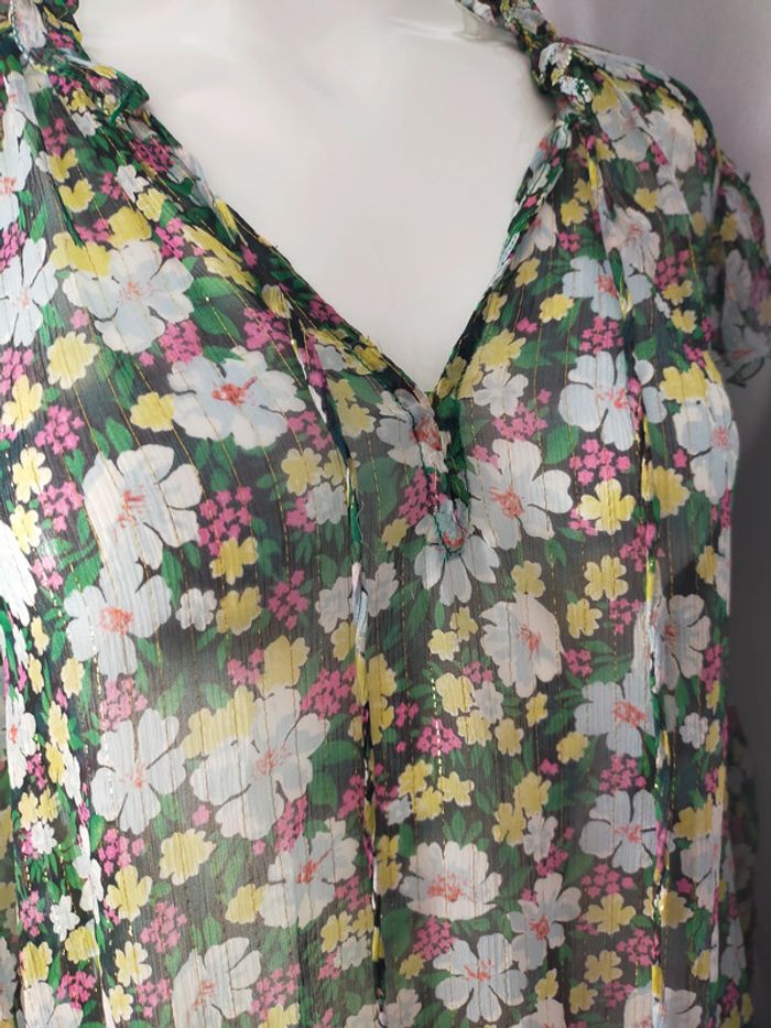 Robe fleurie Maje – Taille 1 – Voile fluide et dorures - photo numéro 8