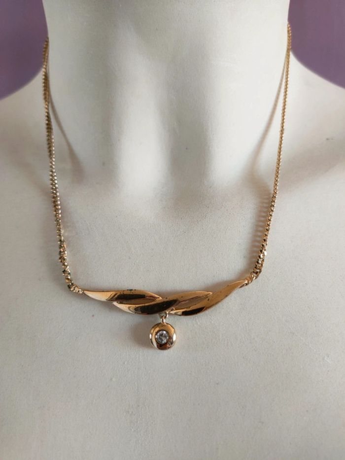 Collier vintage doré et strasse - photo numéro 3