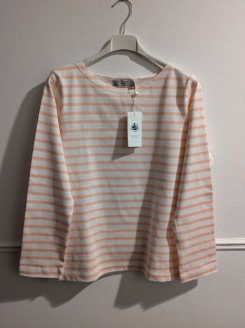 Marinière rose et blanche XS