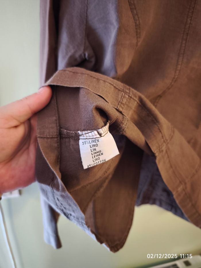 Blazer en lin & coton marron 38 - photo numéro 5