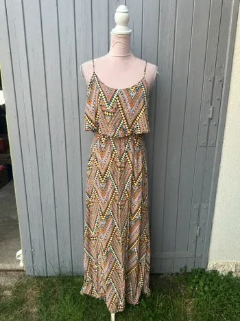 Robe longue été fines bretelles fleurie colorée h&m 40/L