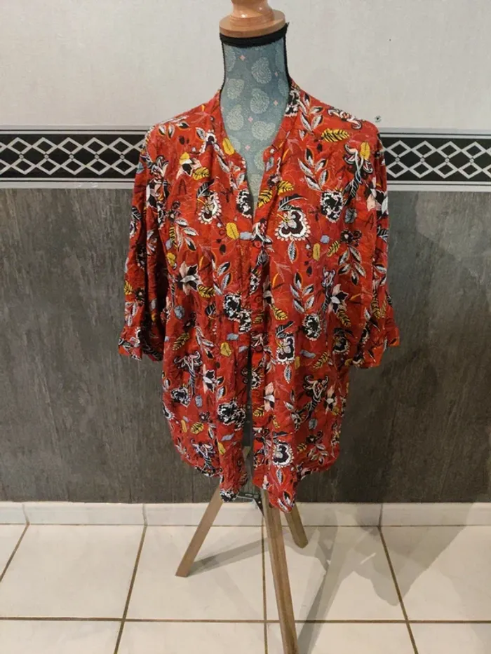 Chemise manche 3/4 rouge motif - photo numéro 6