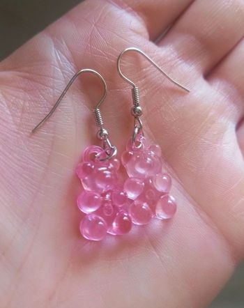 Boucles d'oreilles nounours rose
