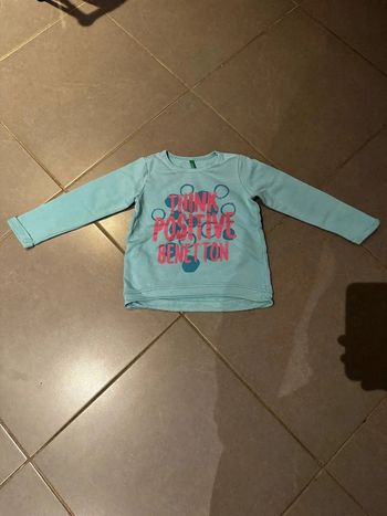 Pull / Sweat - United colors of Benetton - Think positive - Bleu turquoise, vert menthe - 4/5 ans W
