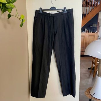 Pantalon homme gris anthracite taille 48 en laine mélangée, coupe droite élégante V069