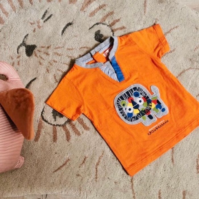 Tee-shirts orange du pareil au même avec lion neuf 6 mois