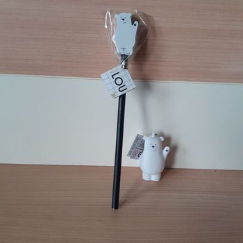 Ourson polaire : Porte-Clés + Crayon-gomme
