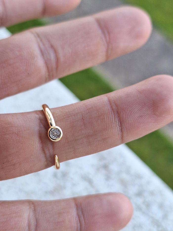 Bague ouverte avec strass design Réglable, Bague de fiançailles pour femmes, Cadeau pour elle - photo numéro 5