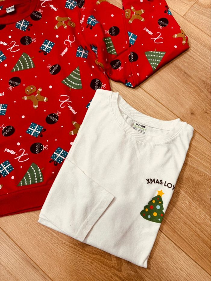 Taille 10 ans pull sweat-shirt et teeshirt Noël garçon Kiabi blanc rouge * sapin pain d’épices * 🎄 - photo numéro 4