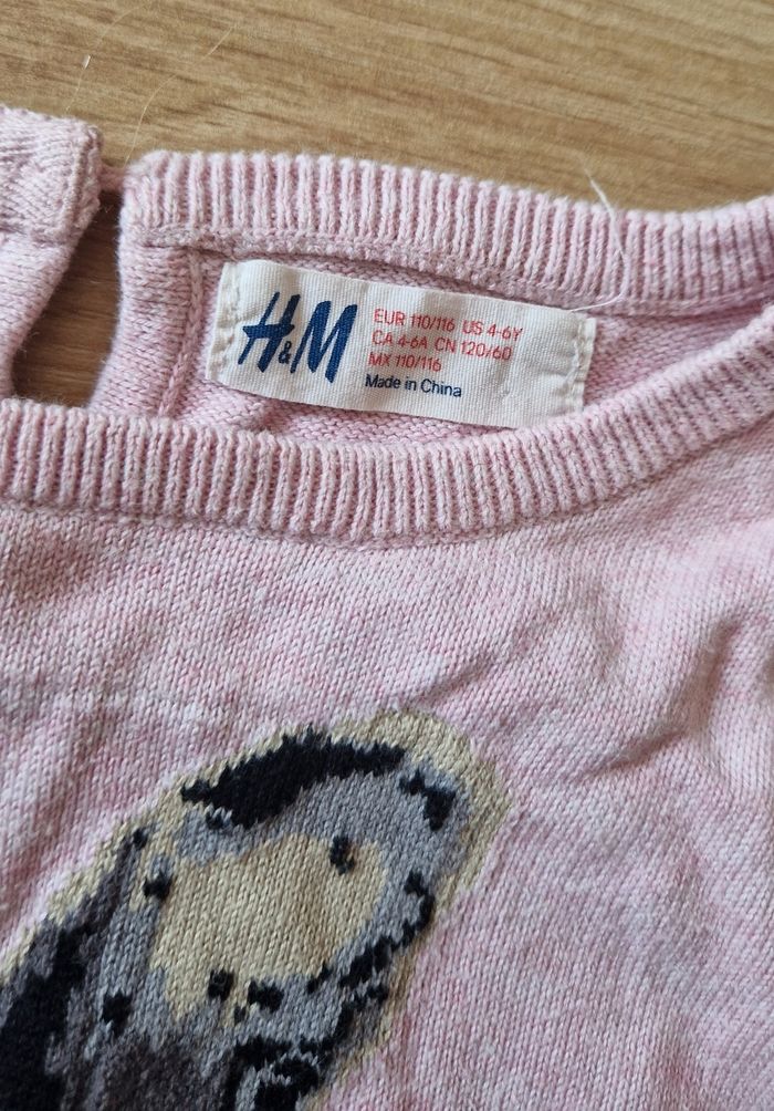 Robe pull h&m 4 à 6 ans rose pâle lapin - photo numéro 2